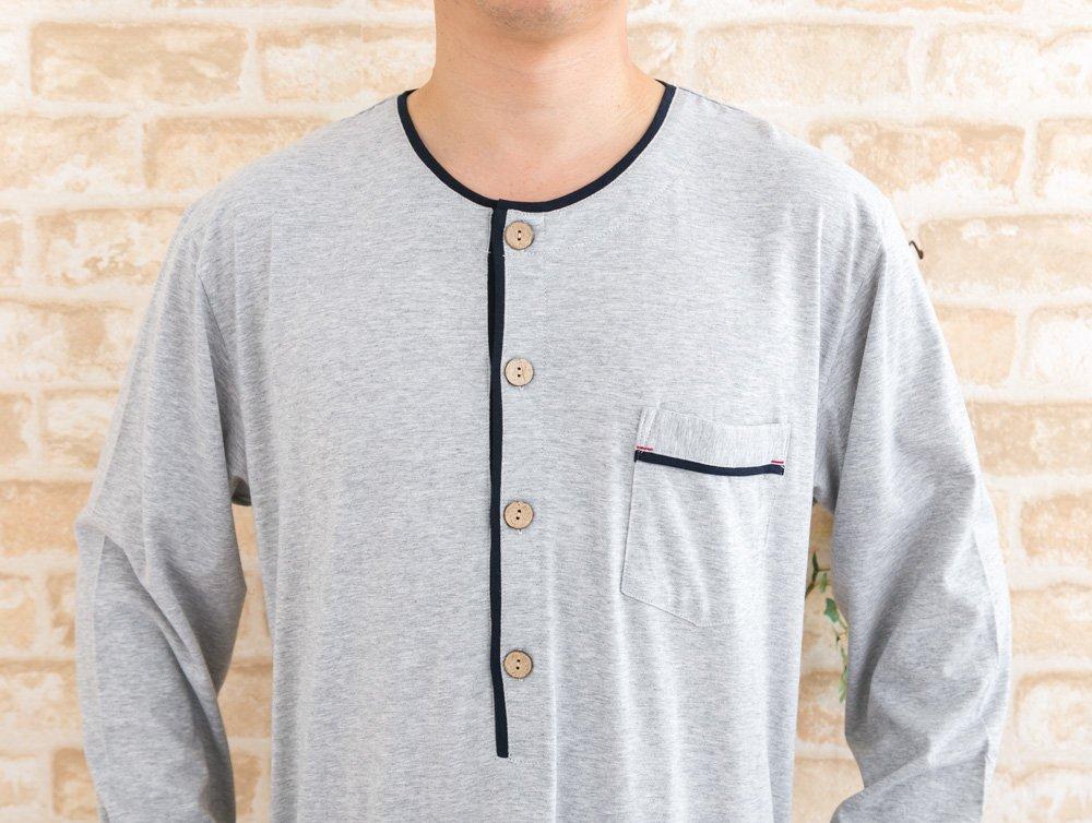 Eye unisex Henley pullover cotton jersey perfect for spring and early 17113 light K's long-sleeved sleeper, 100% knit, fall. (3L, gray)