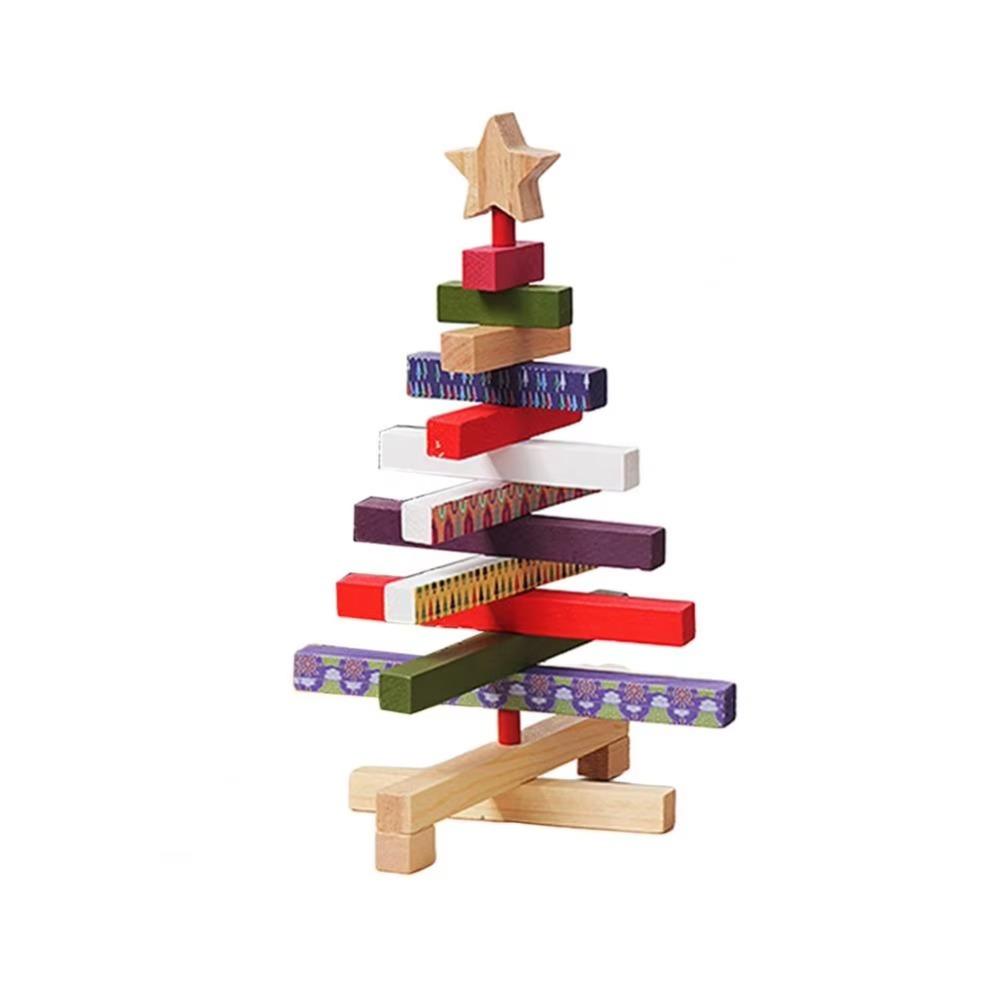 Rotatable Christmas Tree Figurine Wooden Christmas Tree Block  Shopping Mall