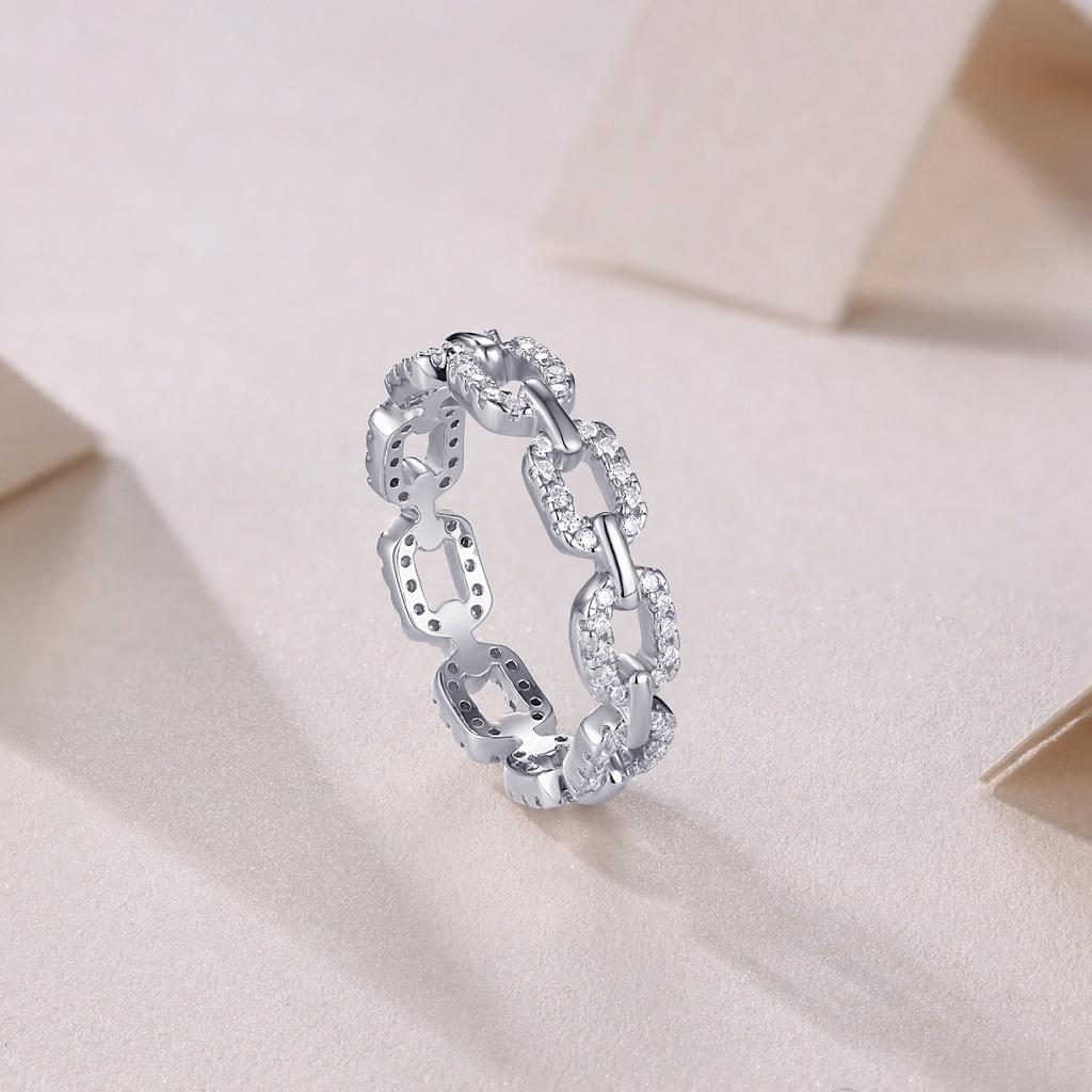 Nabest Fine Jewelry Women   CopperCuban Chain Rings VVS1 D Color Moissanite Ring Hip Hop  Jewelry