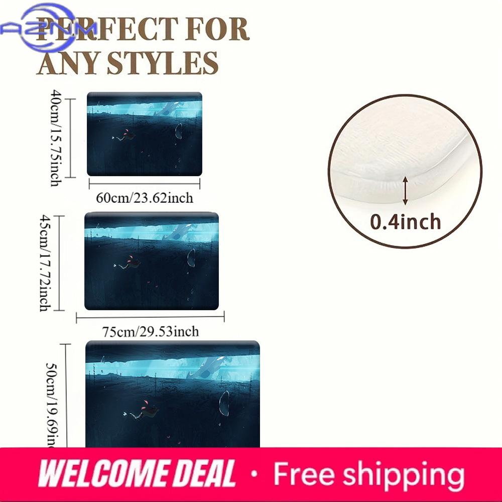 Deep Sea Underwater Pokemon Scenery Print Soft Absorbent Non-Slip Indoor Home Entryway Bathroom Floor Doormat Rug