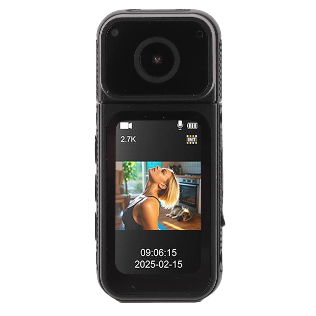 2.7K Thumb Action Camera Wearable Portable Camcorder with Magnetic Lanyard 180 Degree Rotation POV Recording for Work Travel Pet Walk