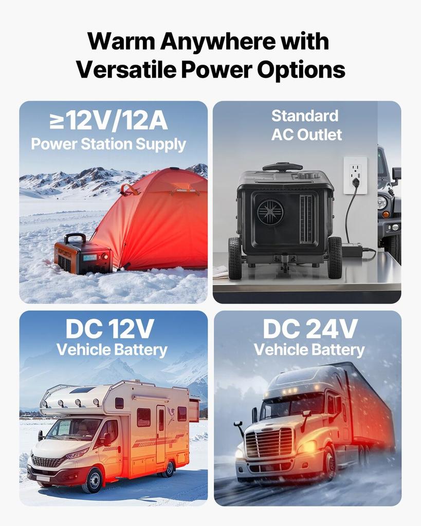 Diesel Heater, 8KW, DC 12V/24V, All In One Portable Diesel Air Heater with Bluetooth APP Control, Remote Control and LCD Screen, Trolley Design, 5 L