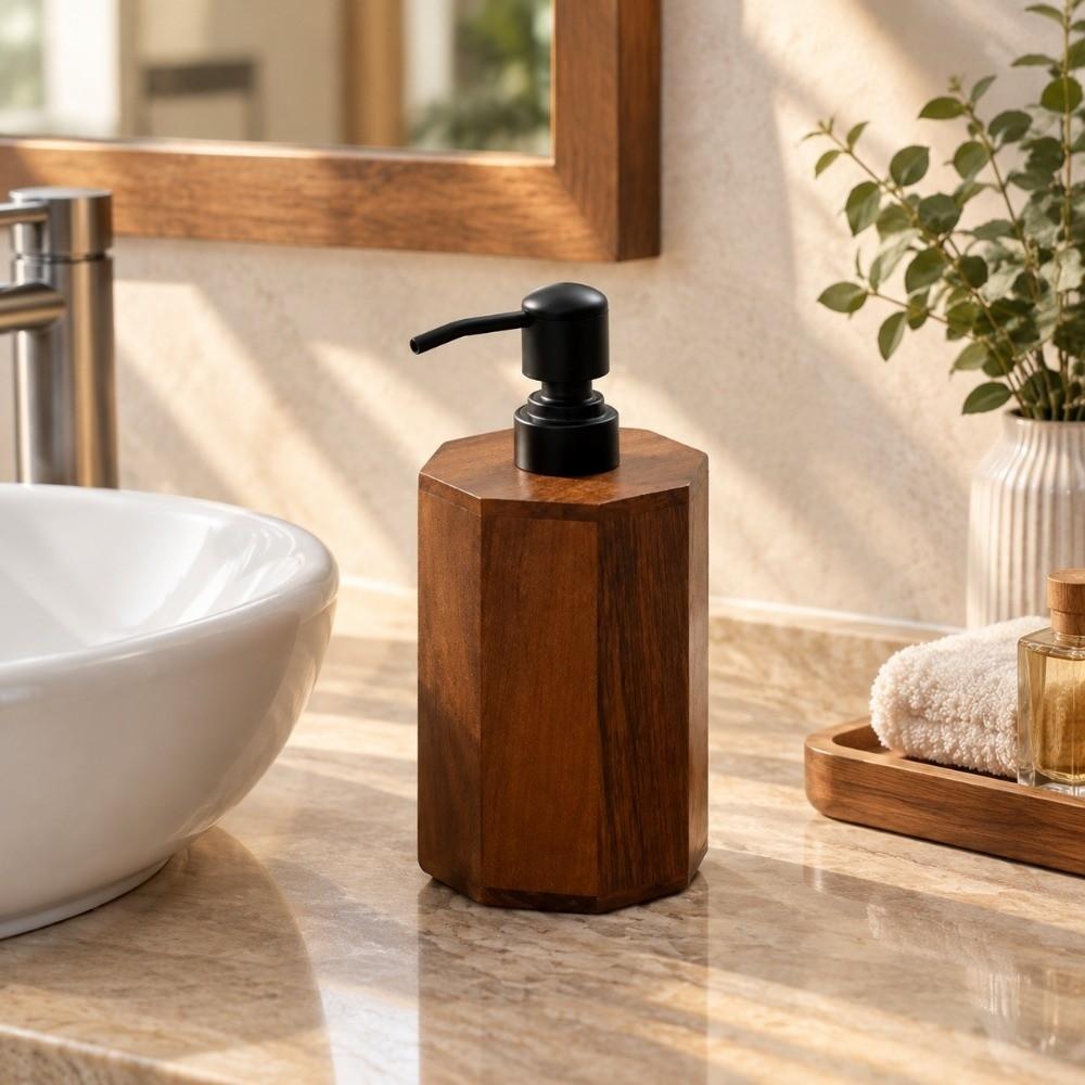 Press Type Shampoo Container Wood Shower Gel Bottle Hand Sanitizer Bottle Home