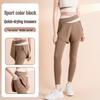 Nuodingxiu Faux Two-Piece Color-Blocked High-Waist Tummy Control Yoga Pants