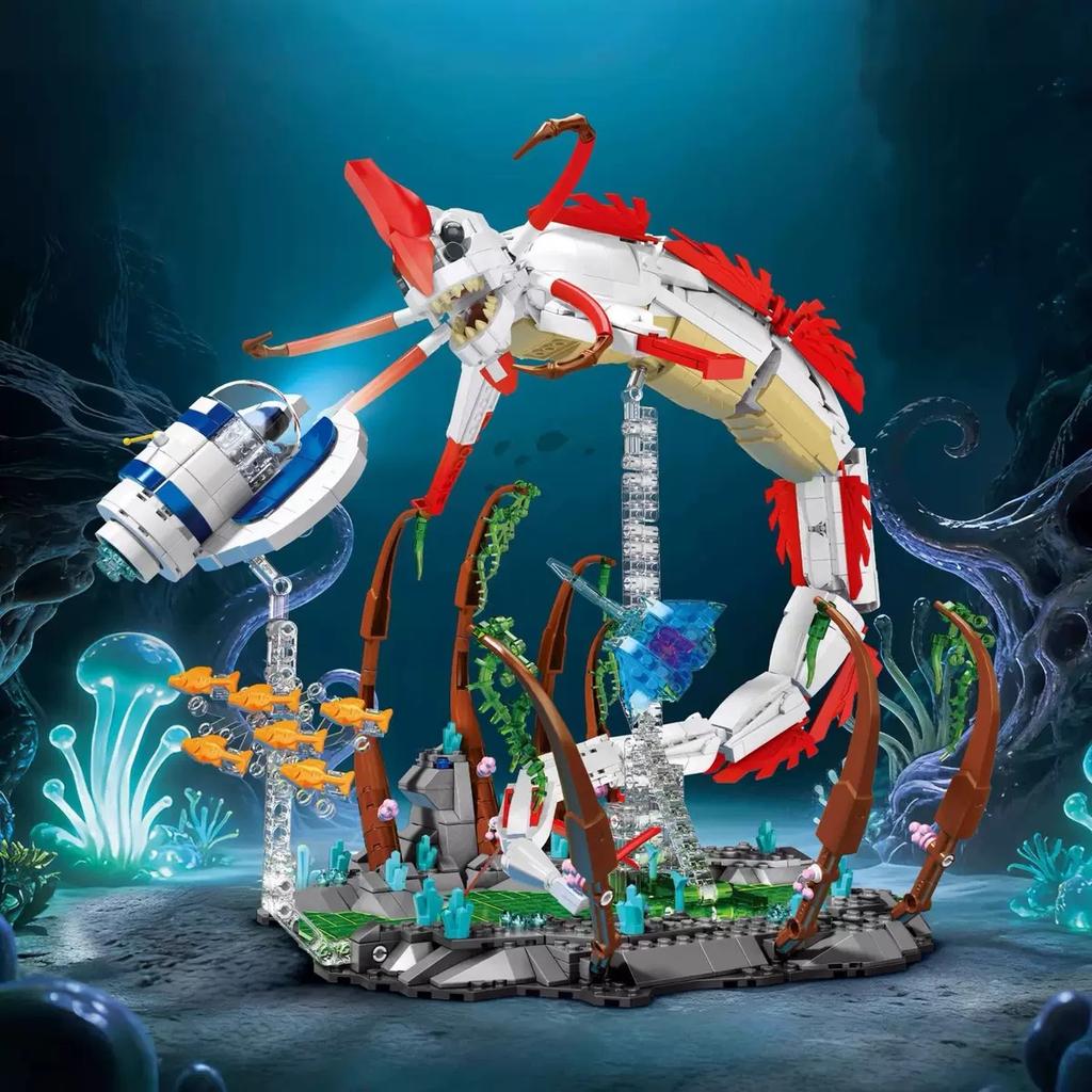 1355Pcs Reaper Kraken Building Blocks Sea Monster Model Diy Assembly Underwater Scene Desktop Decor Gift For Adults Kids Fans