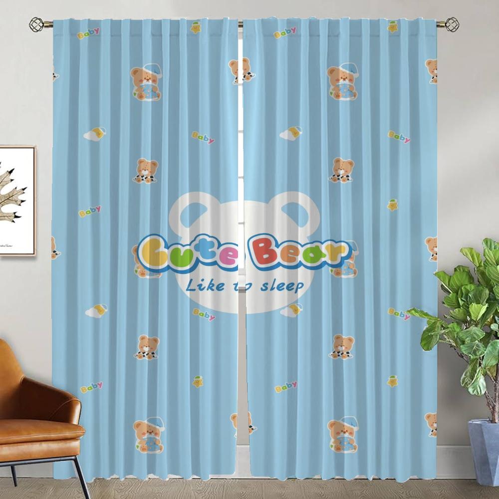 Sleeping Bear Curtains for Living Room Curtain Partition Halloween Decoration Shades Tulle for Bedroom Home Interior Curtains