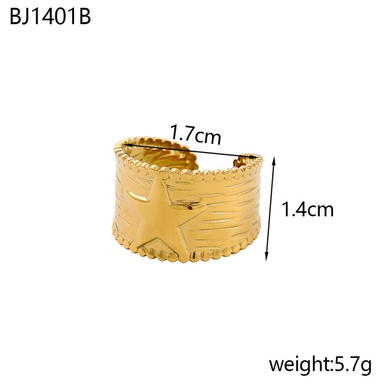 INSSGG Elegant Retro Star Embossed Adjustable Finger Ring