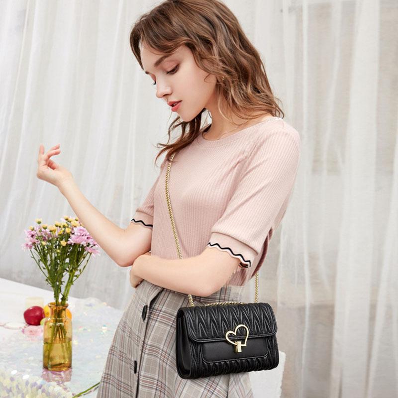 New Trendy Bag, Genuine Leather Women's Bag, Casual Chain Small Bag, Popular Single Shoulder Crossbody Bag, European and American Retro Style