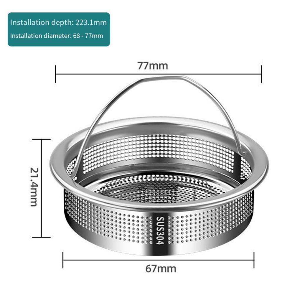 Kitchen Sink Filter Screen 304 Stainless Steel Filter Basket Handheld Drain Filter Bathtub Hair Catcher Basket Stopper