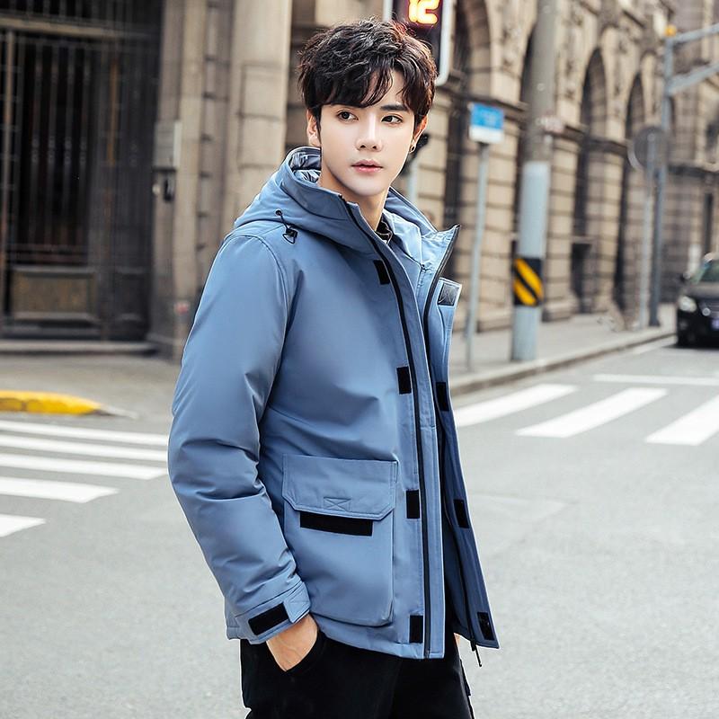 Mens Winter Down Jacket Hooded Thick Warm Outdoor Workwear Loose Fit Casual Parka Cold Weather