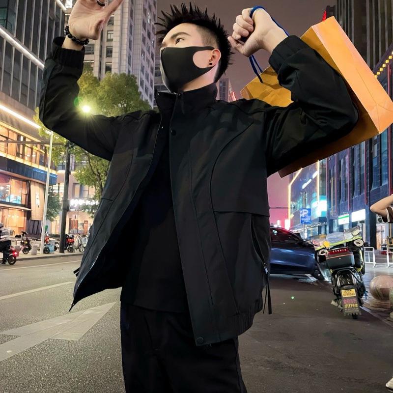 Men s Spring & Autumn Casual High-End Stand Collar Jacket - 2025 Trendy Workwear Style M (100-115)