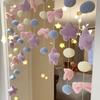 3D Fluffy Plush String Door Curtain Cartoon Cloud Heart Star Bow Hanging Partition Curtain Ins Cute Room Divider Decor For Home