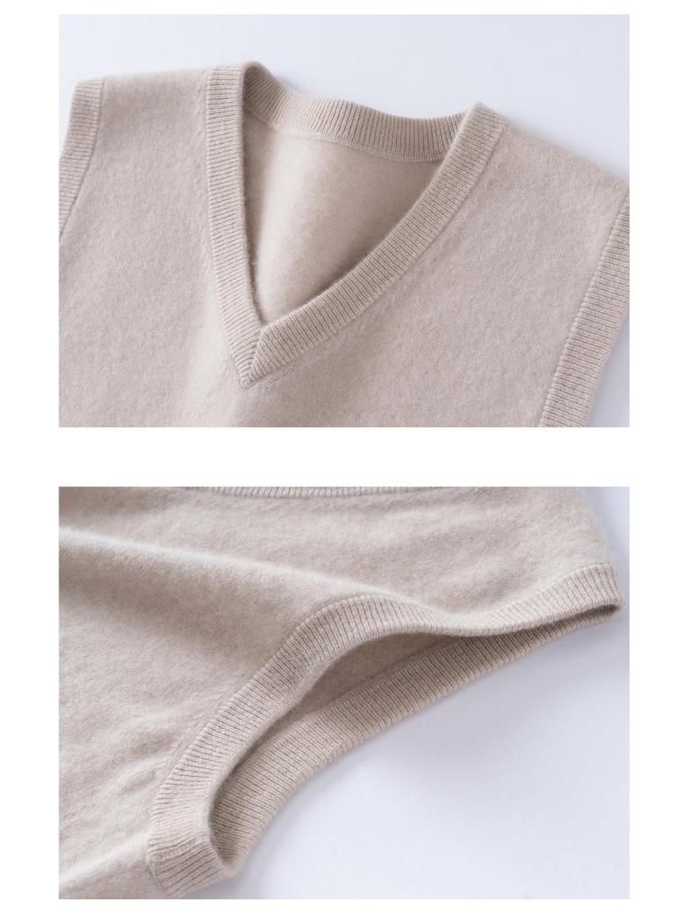 Men's Cashmere V-Neck Sleeveless Knit Vest - 2025 Autumn/Winter Collection