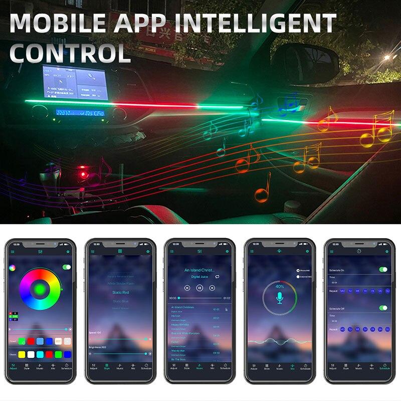 18 IN 1 6IN 1 Symphony Strip RBG 64 Color Acrylic Guide Fiber Strip Car Ambient Interior Decorative Atmosphere Lamp LED Strip