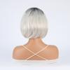 Ladies Short Straight Bob Synthetic Wigs for Women Fluffy White Black Gray Silver Wig Cosplay Party Daily Heat Resistant Fiber Hair