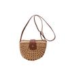Summer Straw Women's Bag Fashion Half Round Crossbody Rattan Handmade Satchel Bag Travel Beach Bag Handbag
