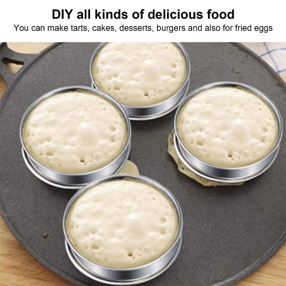 6PCS Easy Demoulding Stainless Steel Crumpet Rings Double Rolled Baking Mold  Muffin Baking