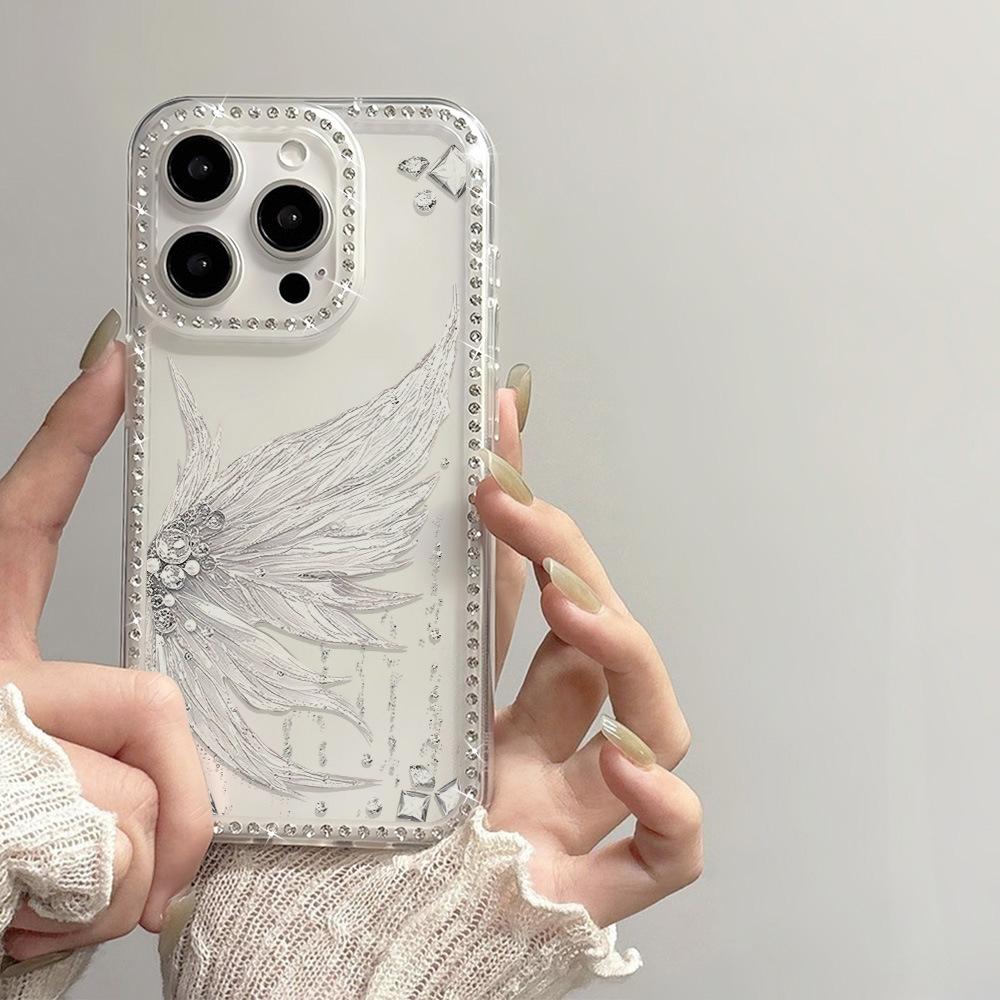 Half of the butterfly is suitable for iPhone17 Pro flash drill mobile phone case, Apple advanced sense 16/15 niche large hole anti-drop.