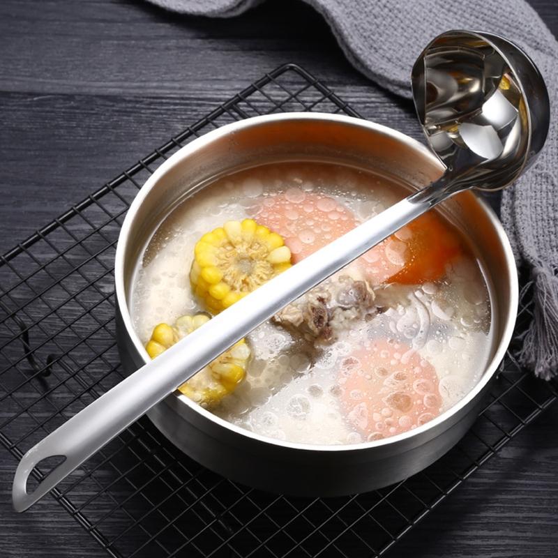Long Handle Oil Soup Separate Spoon Home Strainer Cooking Colander Kitchen Scoop Stainless Steel Ladles Dinner Tableware