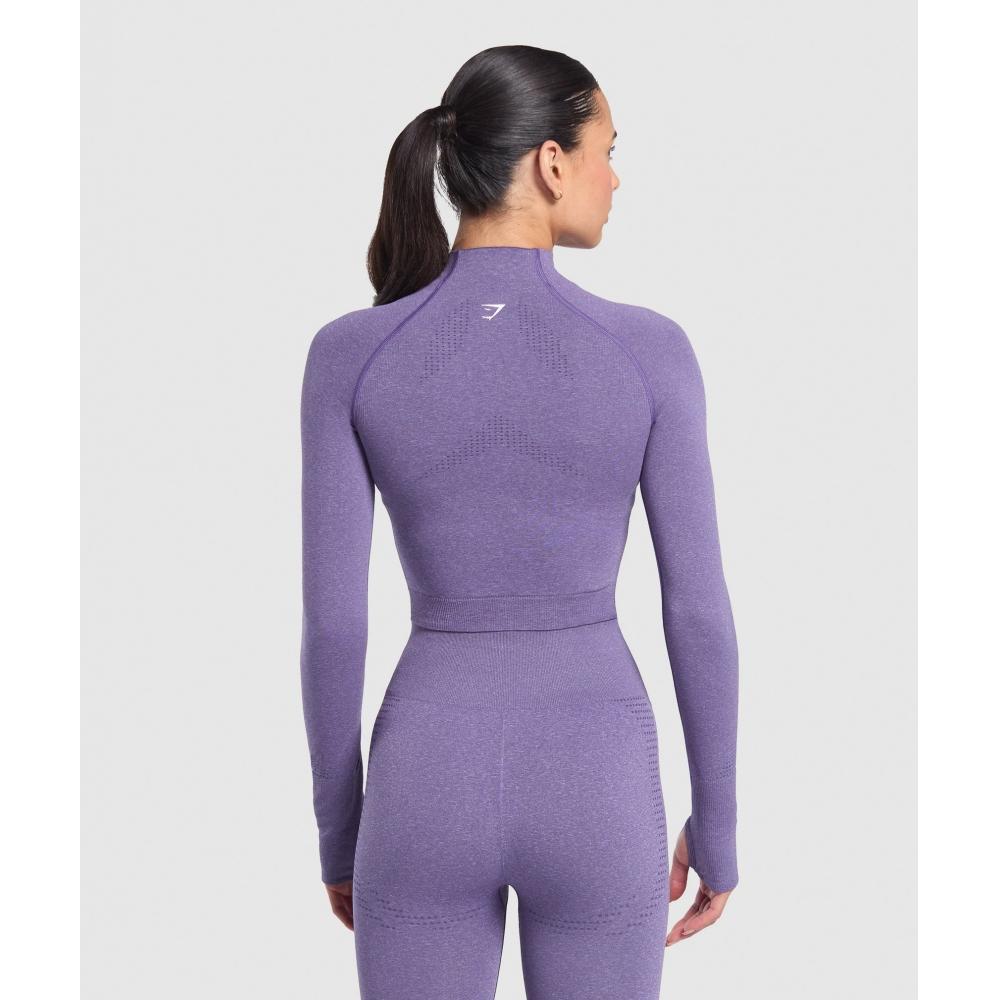 Gymshark Pulover Vital Seamless Midi Zip 2.0 Funcțional Violet Marl B5a9q Pb8h