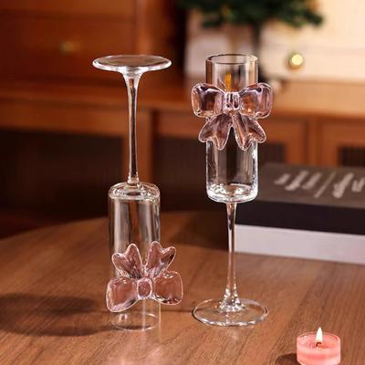 Wine Glass Champagne Flutes with 3D Pink Butterfly Decoration Faux Crystal Glass Wedding Party Anniversary Wine Glasses