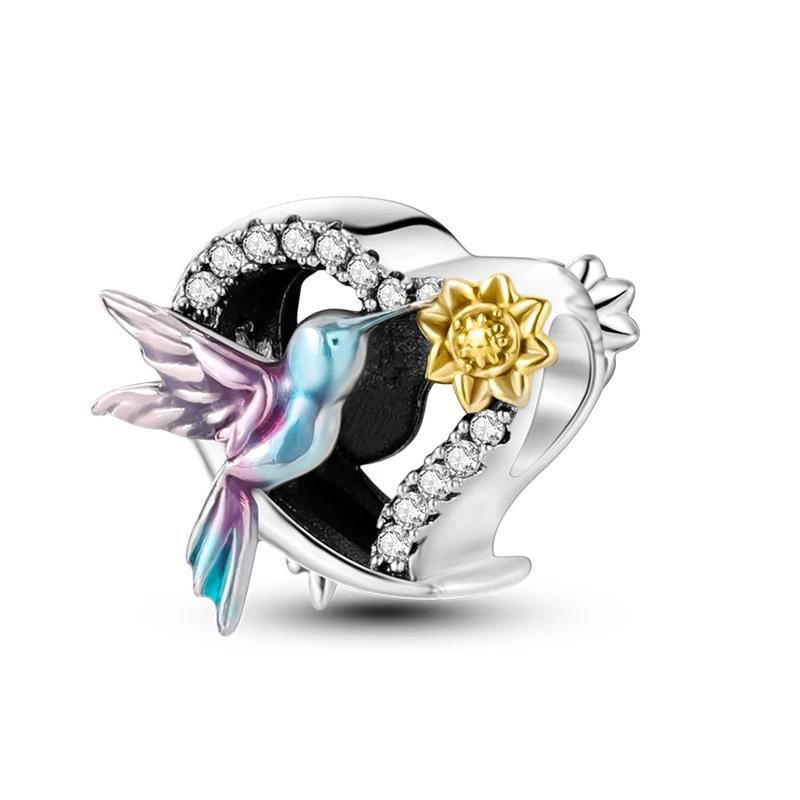 Copper Colorful Flowers Butterfly Charms Beads Fit Original Charm Bracelets Women Diy Jewelry Birthday Gift Making