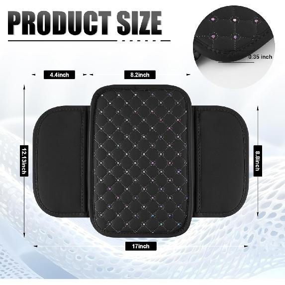 SINGARO Bling Center Console Arm Rest Cover For Car, Middle Console Armrest Storage Box Cover, Interior Bling Car Accessories For Women And Man Gifts