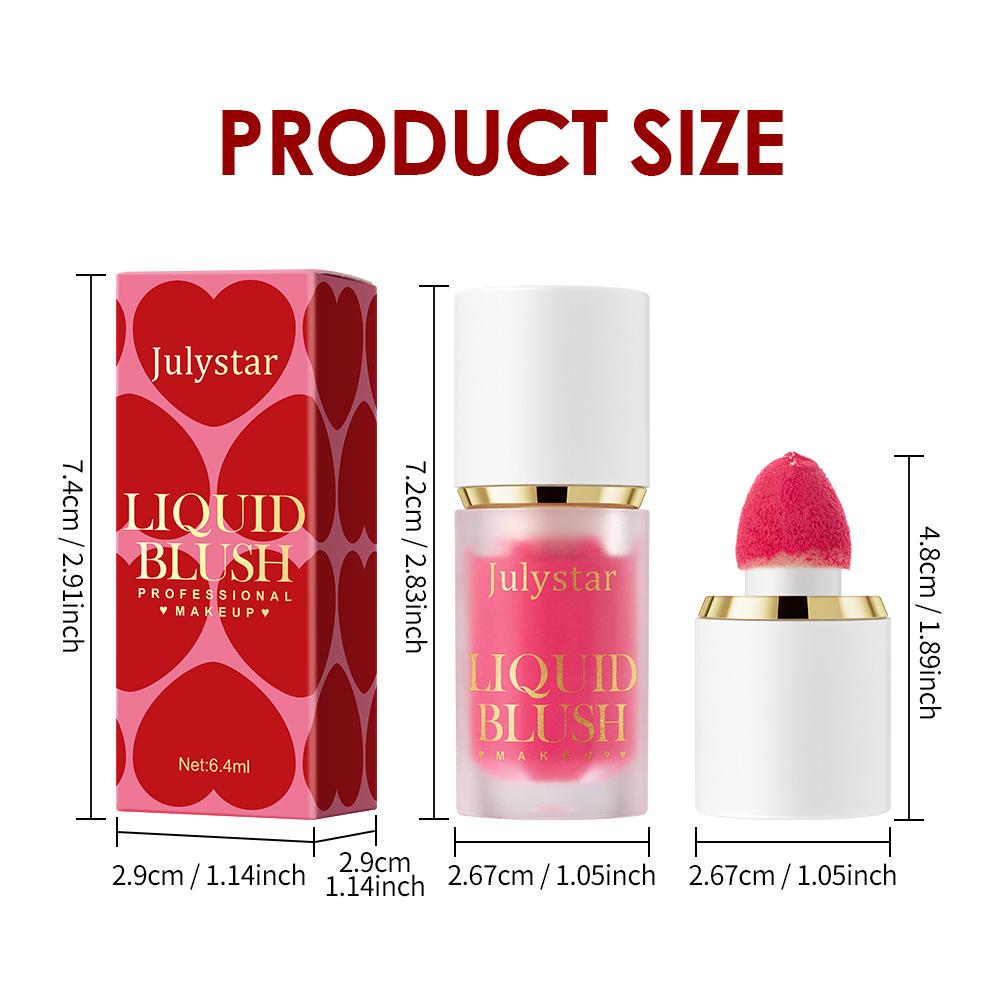 Julystar Liquid Blush Makeup with Cushion Applicator Matte & Dewy Face Blush Cream Long Lasting Lightweight Blusher Natural Looking Cheeks Tint Makeup