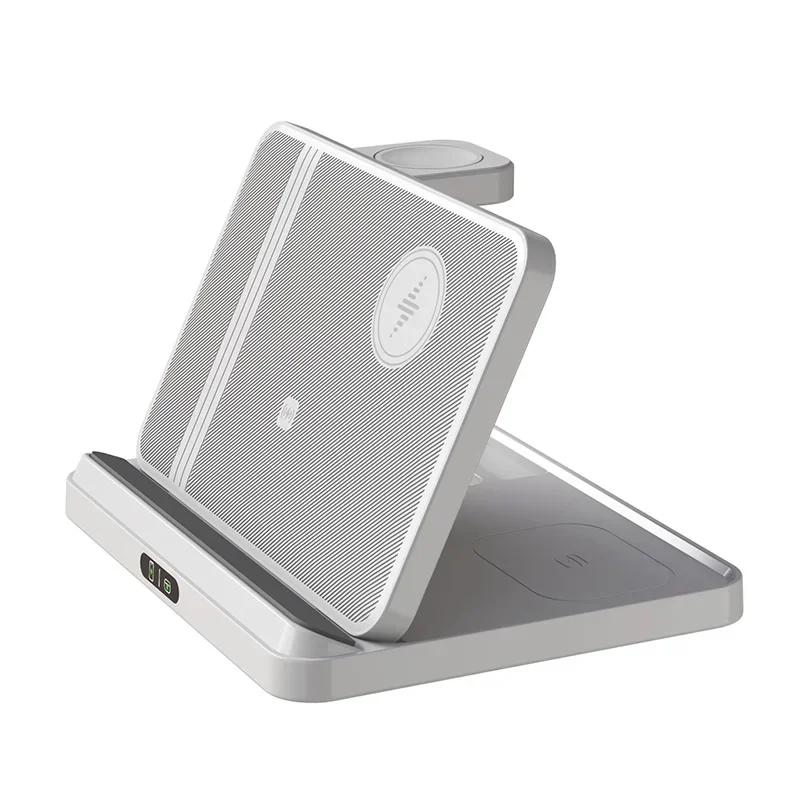 

VIKEFON Wireless Charger Stand For Samsung Z Fold Zflip5 S24 S23 Ultra Galaxy Watch 6 5 Bud Foldable Fast Charging Dock Station білий