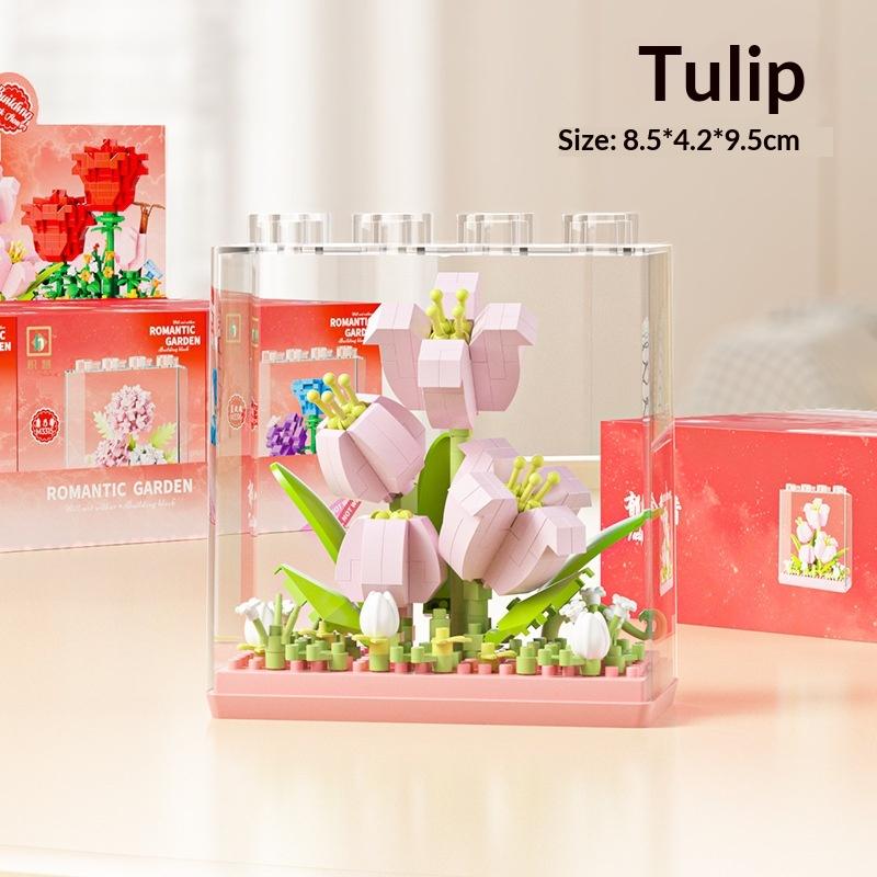 Bouquet Sunflower Potted Plant Micro Building  Eternal Flower Model Diy Home Desk Decoration Brick Toys Gift