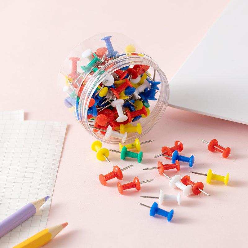 

100Pcs/Box Assorted Making Thumb Tacks Multicolor Plastic Tacks Push Pins Cork Board Office School Stationery Supplies