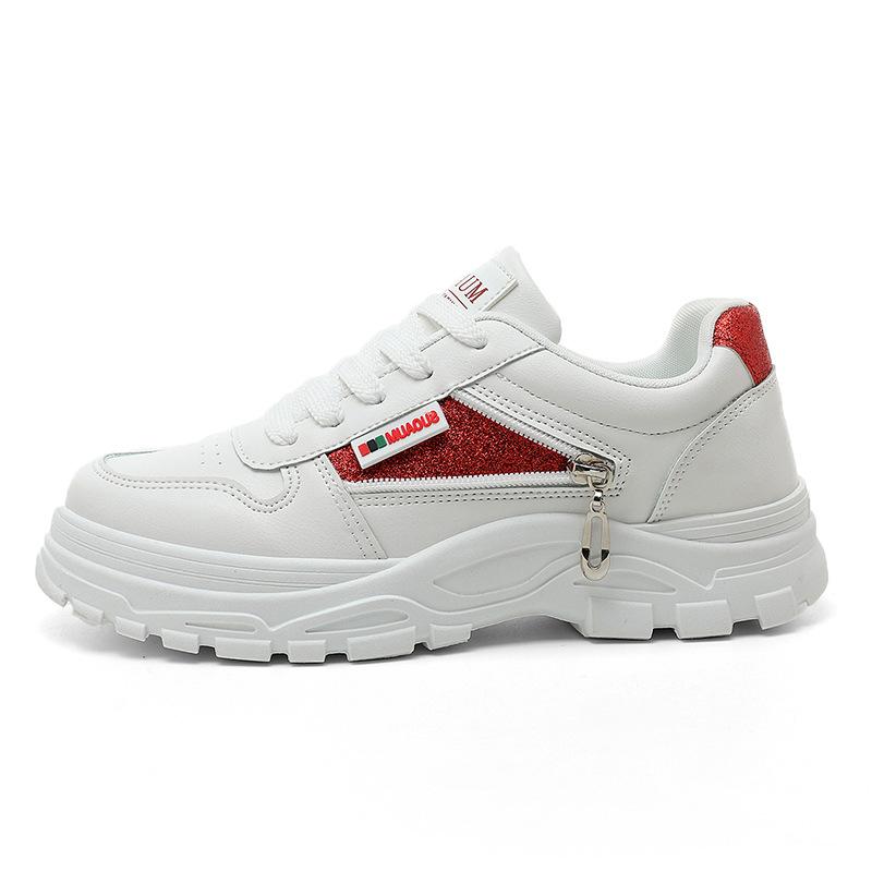 Fashion Women's Breathable, Fashionable and Versatile Sports Shoes, Thick-soled, Durable Casual Leather White Sneakers