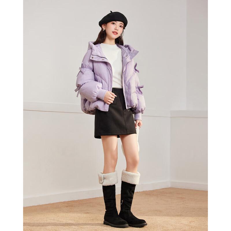 IEF 2025 Winter Sweet Bow Design White Duck Down Jacket