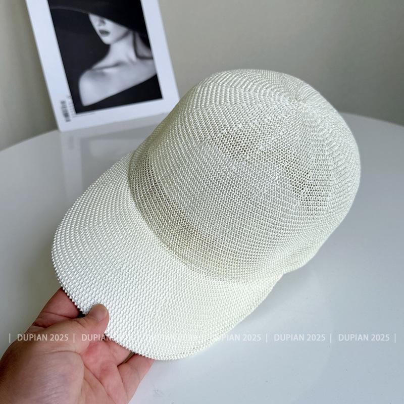 Korean Version Breathable Knitted Baseball Cap Women Summer Sun Protection Cap Solid Color Student Mesh Light Sun Hat