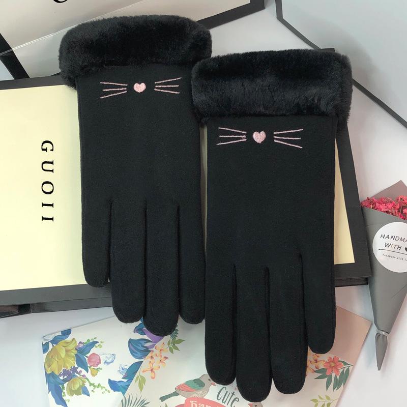 Women's Autumn Winter Touchscreen Suede Gloves, Velvet-Lined and Thickened for Warmth, Perfect for Cycling