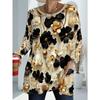 Women's Plus Size Elegant Printed Long Sleeve Top with Pockets for Women