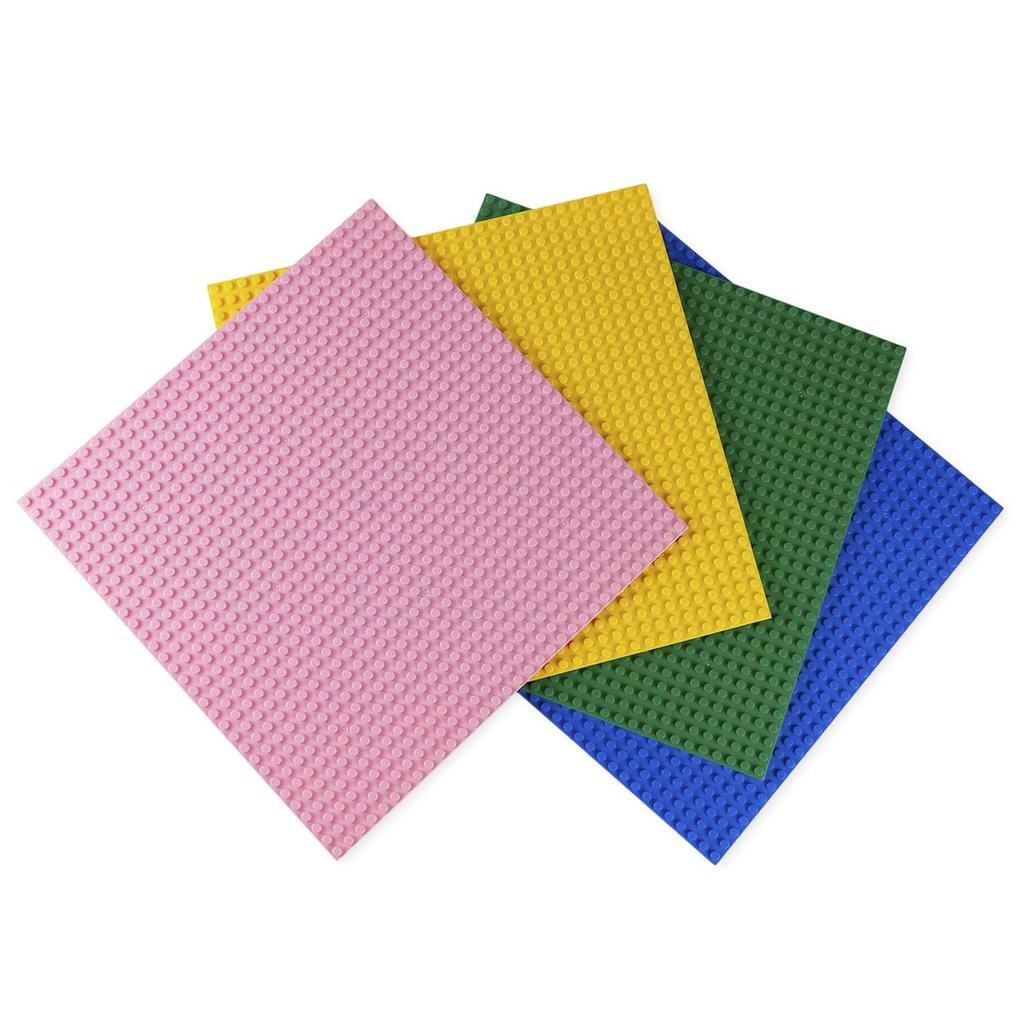 INIBUD Classic Double-Sided Compatible Baseplate Block Plate, 32x32 Dots (Set of 4 Colors: Green, Pink, Blue, and Yellow)