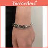 Handmade Titanium Steel Silver Beaded Chain Bracelet With Geometric Design For Men And Women