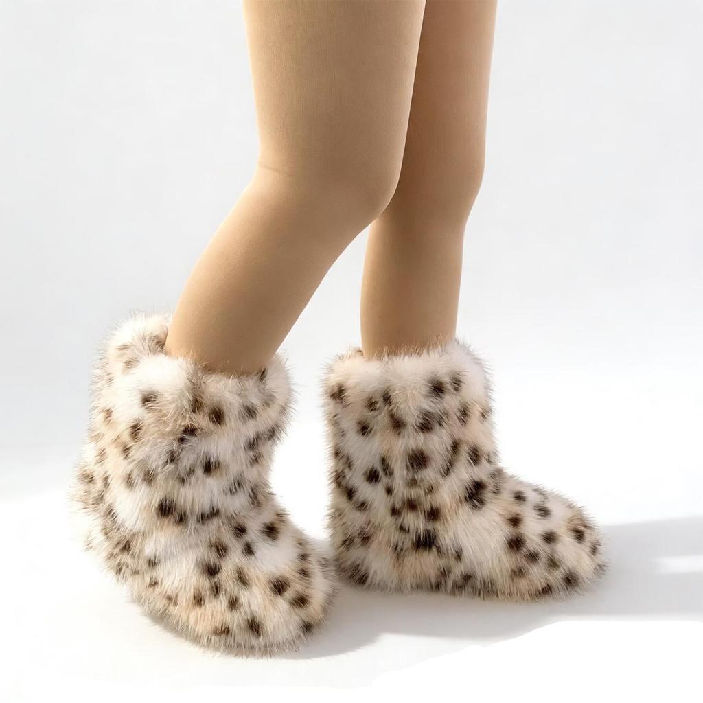 Women's Mid-Calf Snow Boots with Raccoon and Fox Fur
