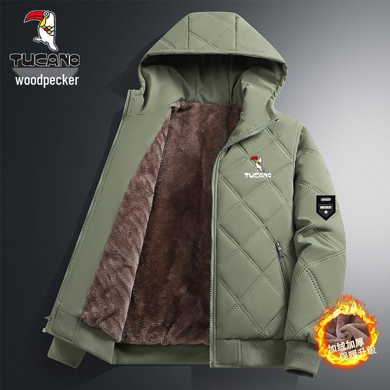 

Woodpecker Men s Trendy Cotton Padded Jacket - Casual, Thick, Warm Outerwear for Autumn and Winter. 4XL (155-170 lbs)