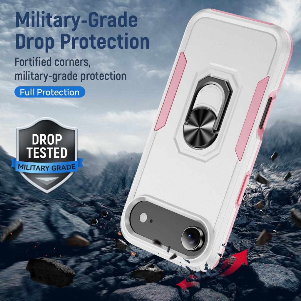 For iPhone Air Case Military Grade Ring Kickstand PC + TPU Phone Cover