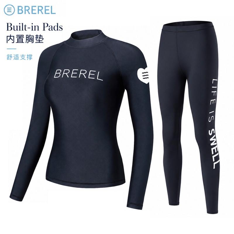 Womens Long Sleeve UPF 50 Rash Guard Swimsuit With Chest Pad Snorkeling Surfing Jellyfish Protection