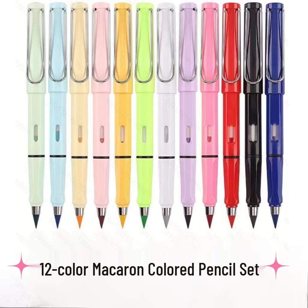 Erasable Posture Correcting Eternal Pencil - 12 Colors, No Sharpening Needed, Durable Lead, Perfect for Kids' Drawing.