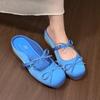 Inner Height Increase Bow Bag Head Half Drag Sandals Women's Outer Wear 2025 New Spring and Summer Temperament Evening Breeze Mary Jane Single Shoes