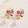 2025 New Colored Drip Oil Snail Dangle Earrings for Women Crystal Stud Earring Water Droplet Imitation Pearl Drop Earring Gifts