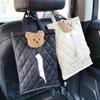 Hanging Pouch with Bear Pattern Design Practical Durable Tissue Box Holder Pouch Keep Your Auto Organized for Back Seat