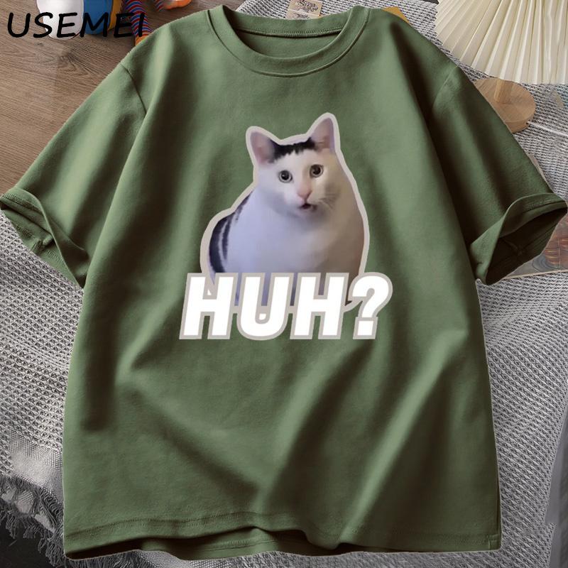 Huh Cat Meme T Shirt Funny Cute Cat Graphic T Shirts Unisex Fashion Tshirt Summer Couples Casual Cotton Oversized Tees Clothing