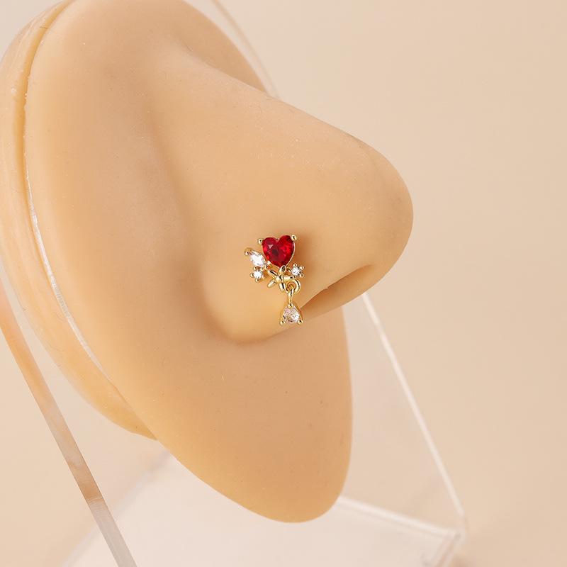 20G Nose Stud Rings Stainless Steel L Shaped Cross Cloud Bat Designs Hypoallergenic Shiny CZ Fashion Nose Piercing Jewelry