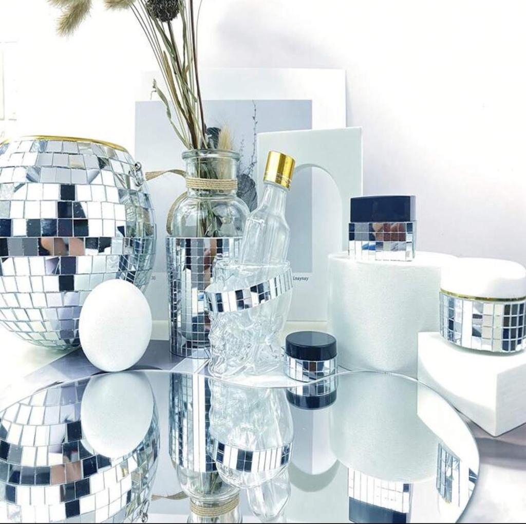 Self-Adhesive Mosaic Glass Wall Mirror Sticker - Waterproof Decorative Frame for DIY Bathroom Projects.