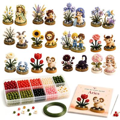 Kit de manualidades con cuentas de los 12 signos del zodíaco Kit de jardín con cuentas DIY Astrología con cuentas 3D